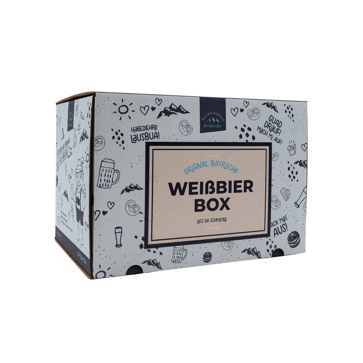 Bier-Geschenk-Box "Weißbier" mit bayerischen Motiven, ideal als Geschenk für Bierliebhaber.