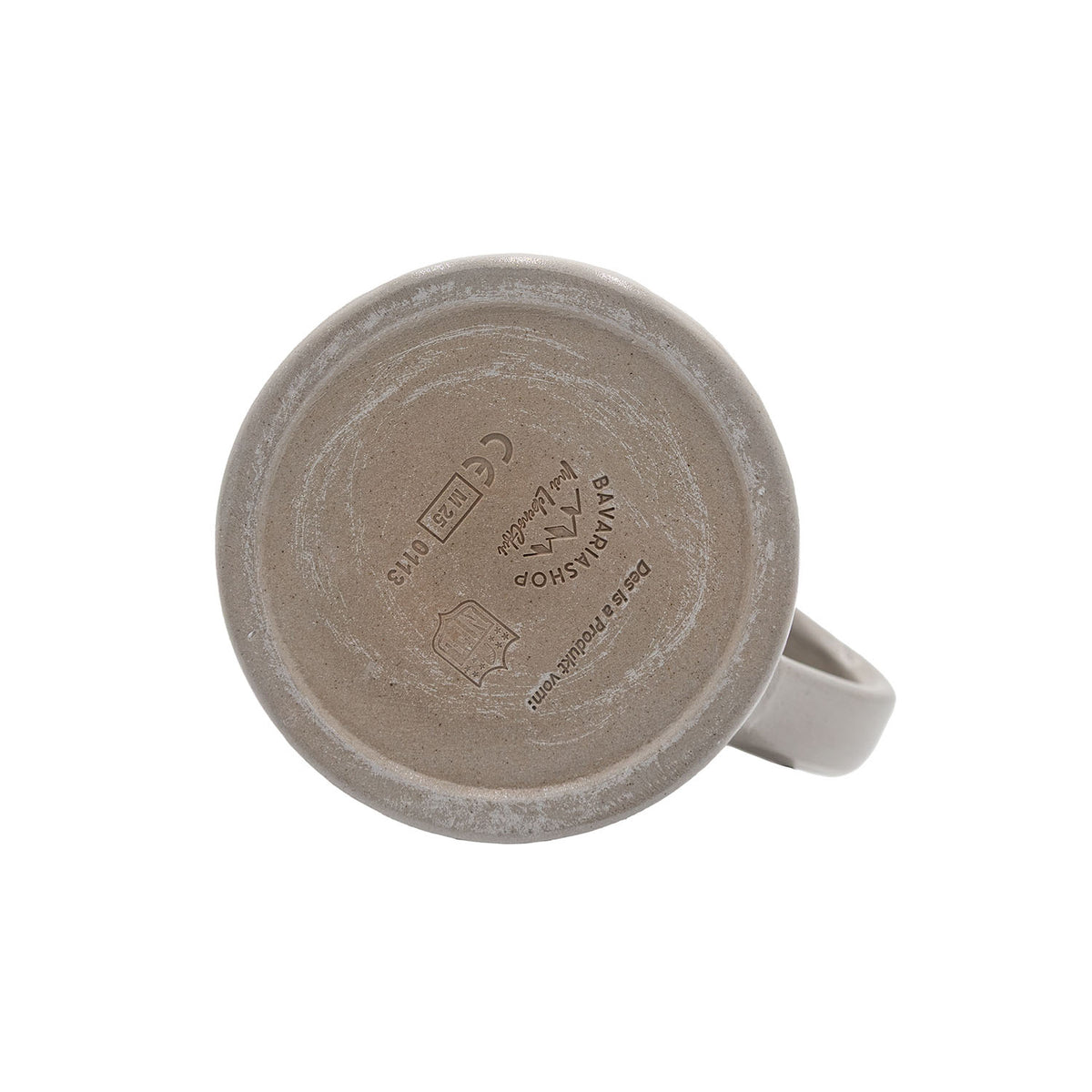 Bodenansicht des ®NFL PREMIUM Teamkrug Cleveland Browns mit Herkunfts- und Lizenzierungsstempeln Detailaufnahme.