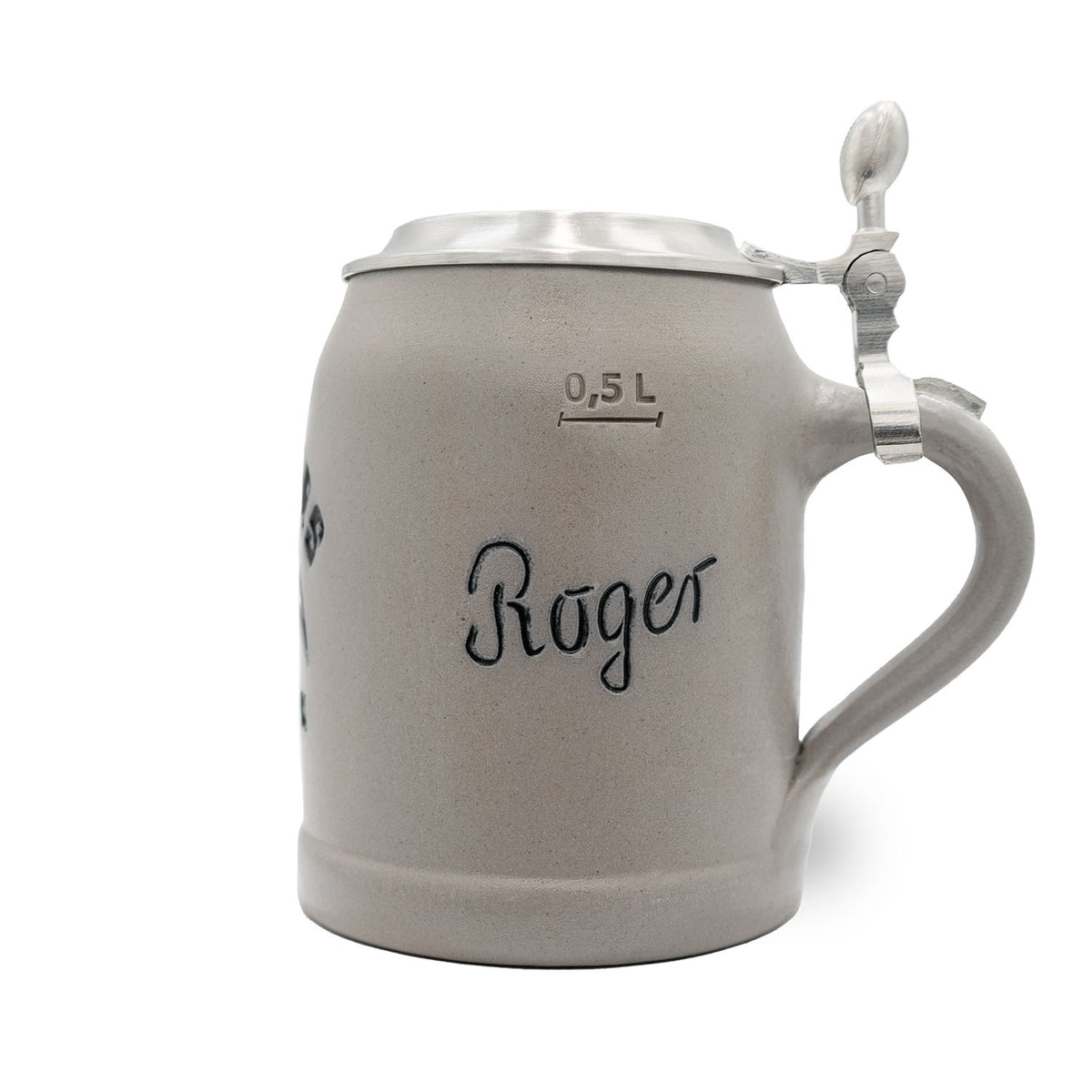 NFL PREMIUM Teamkrug Los Angeles Chargers aus grauem Steinzeug mit Zinndeckel und Henkel, personalisiert.