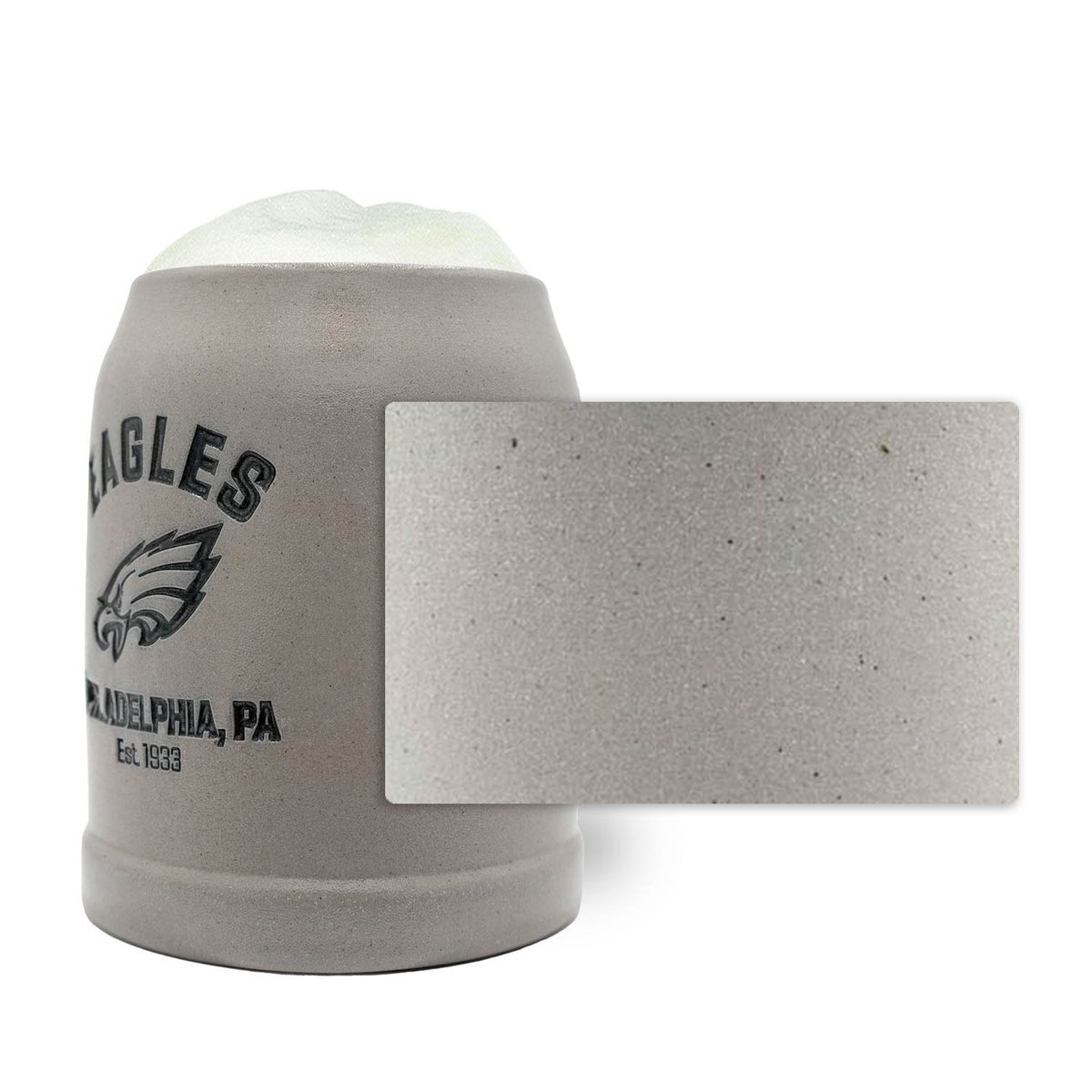 NFL PREMIUM Teamkrug Philadelphia Eagles aus Steinzeug mit detailliertem Logo und rauer Textur.
