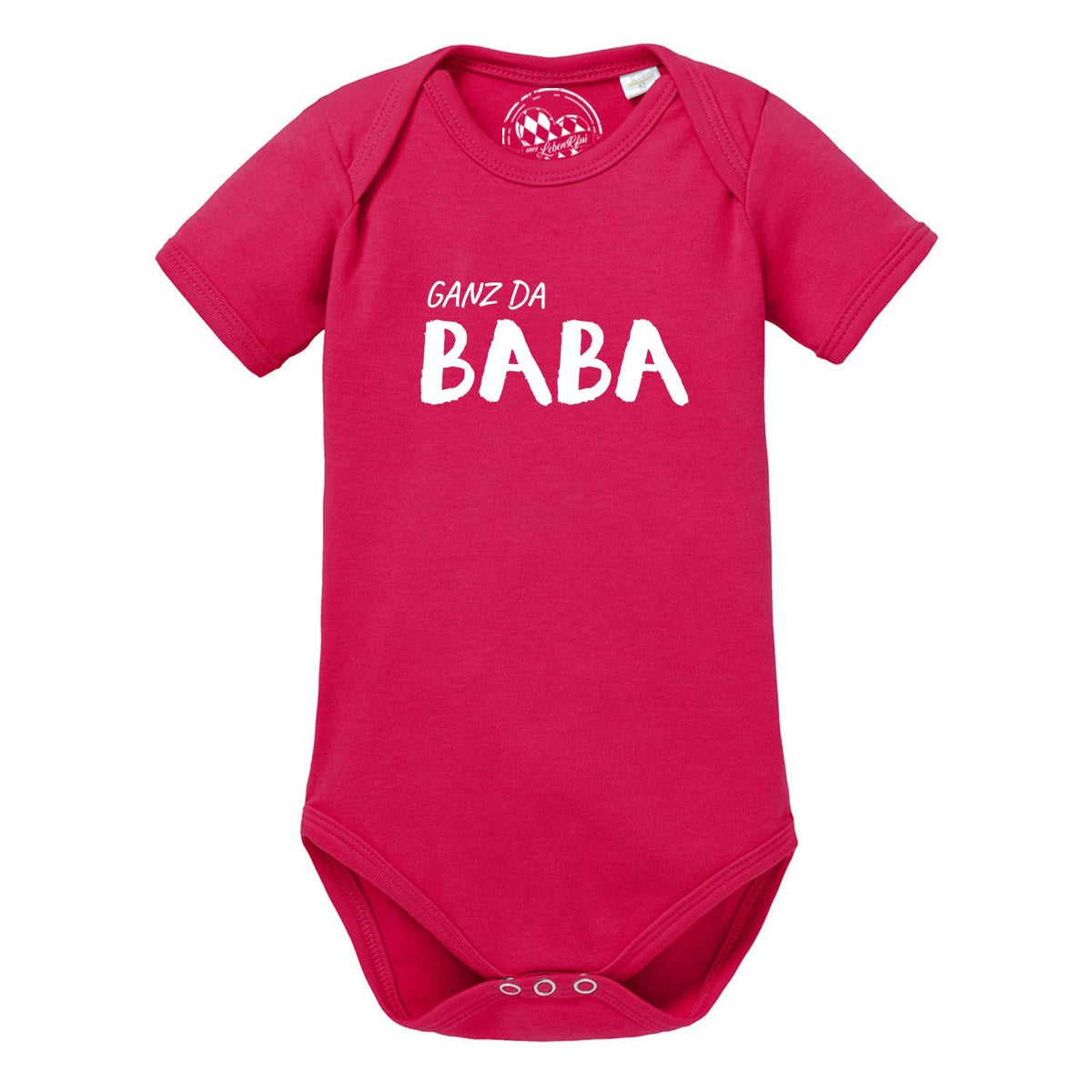 Rosa Baby Body Ganz da Baba mit weißem Aufdruck Kurzarm aus weicher Baumwolle für Babys Komfort