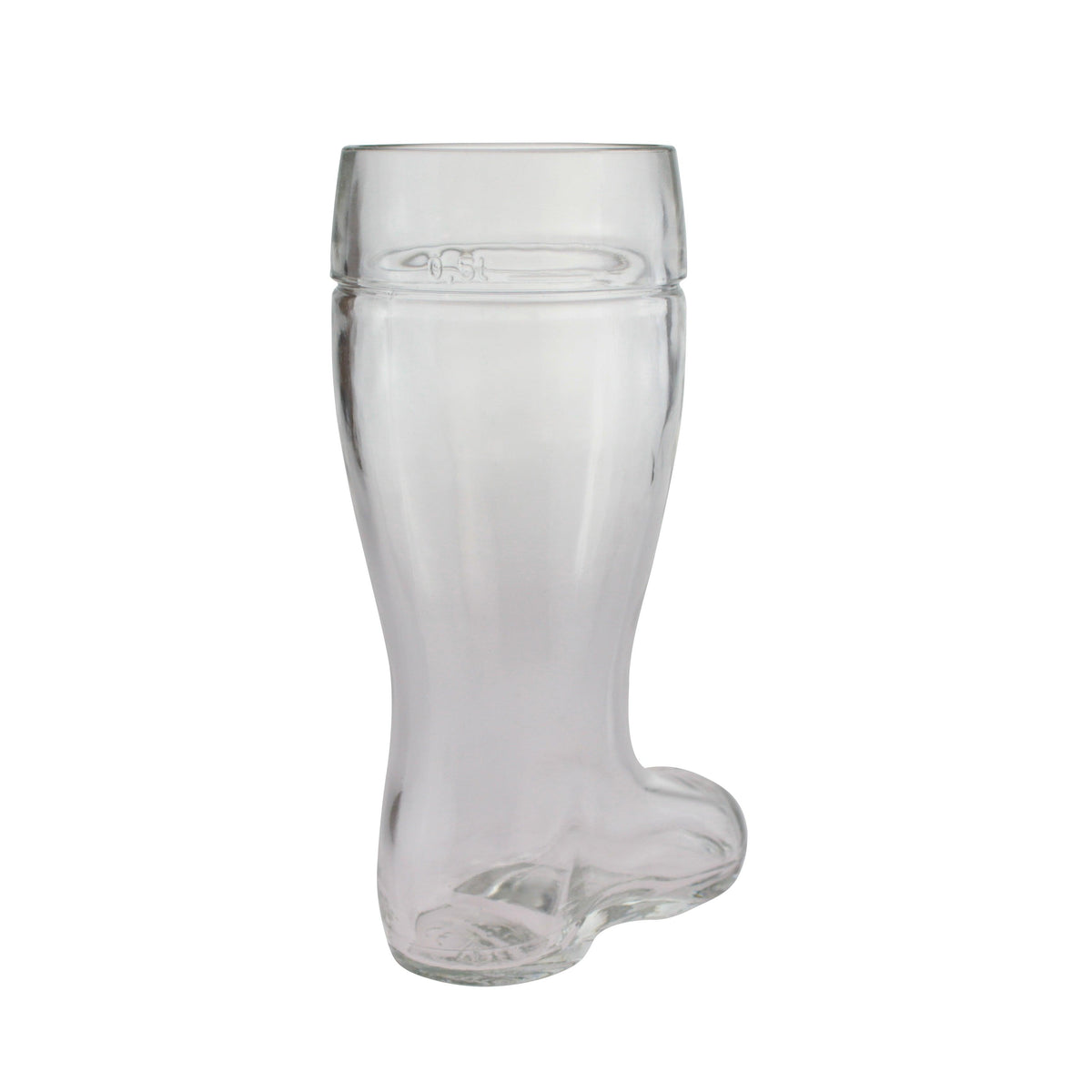 Traditionelles transparentes Bierstiefel Glas mit 0,5 Liter Markierung und stabilem Boden für Bierliebhaber