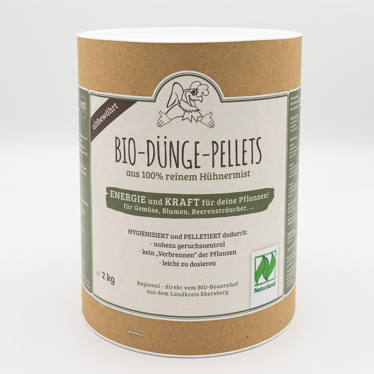 BIO Dünge Pellets vom Bio Bauernhof in umweltfreundlicher Papierverpackung, 2 kg aus Hühnermist.