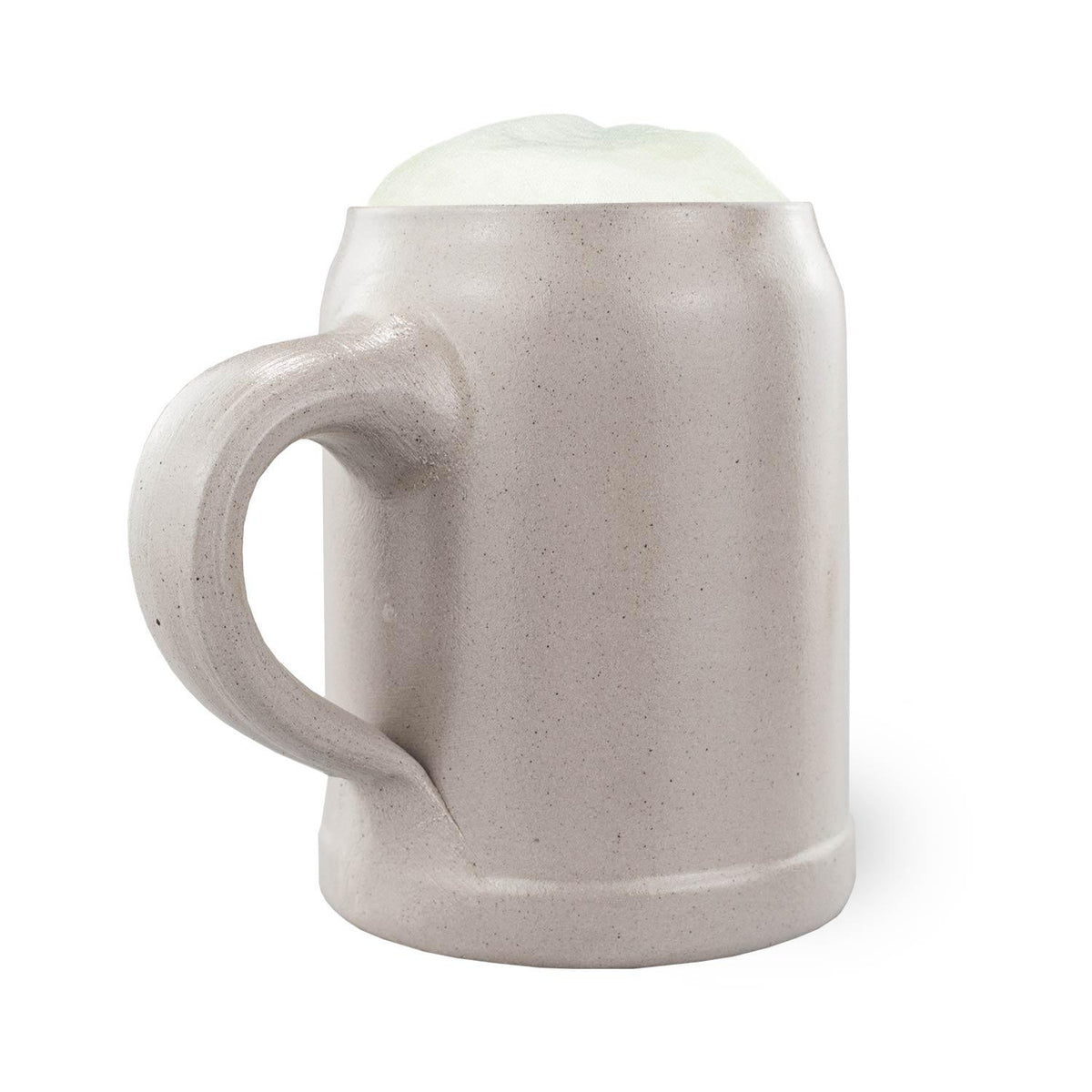 PREMIUM Bierkrug Oberpfalz aus grauem, strukturiertem Steingut mit Schaumkrone, rustikaler Henkel.