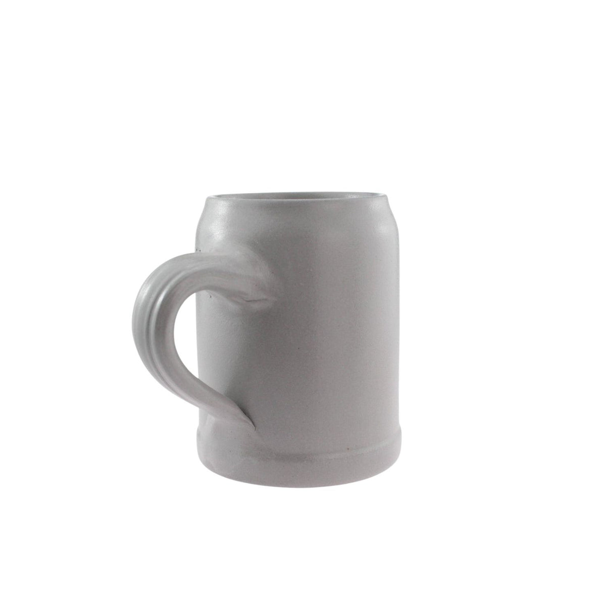 Grauer, matter Premium Steinkrug mit stabilem Henkel, ideal für Gravuren und individuelle Biererlebnisse.