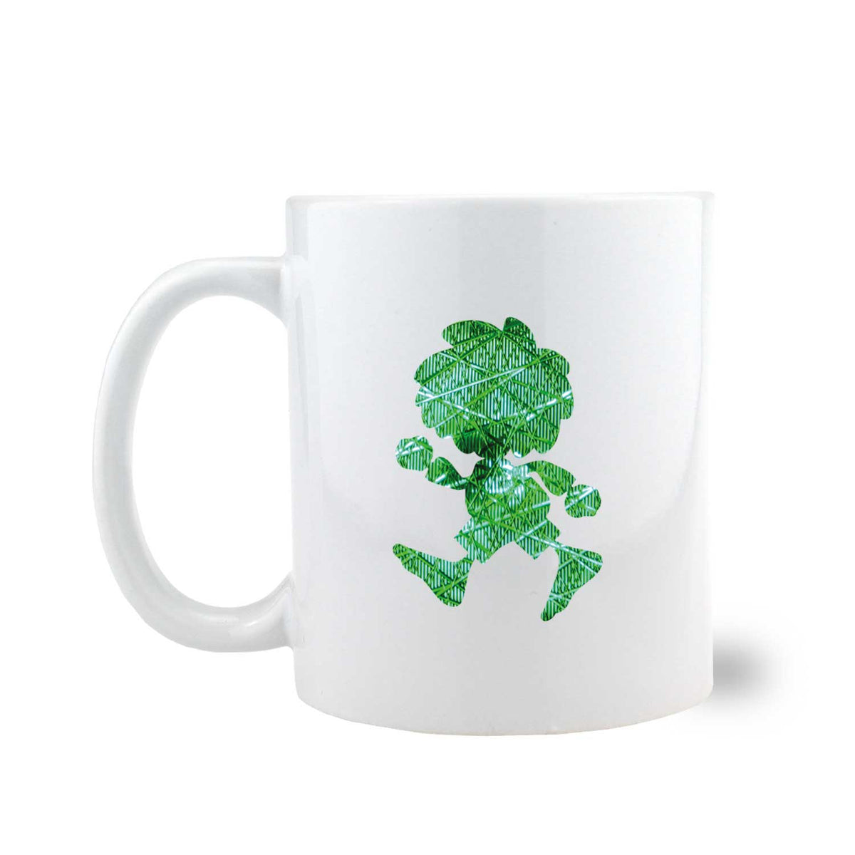 ®Pumuckl Tasse "Ampel-Edition" mit grüngemustertem Pumuckl-Motiv auf strahlend weißem Keramik.