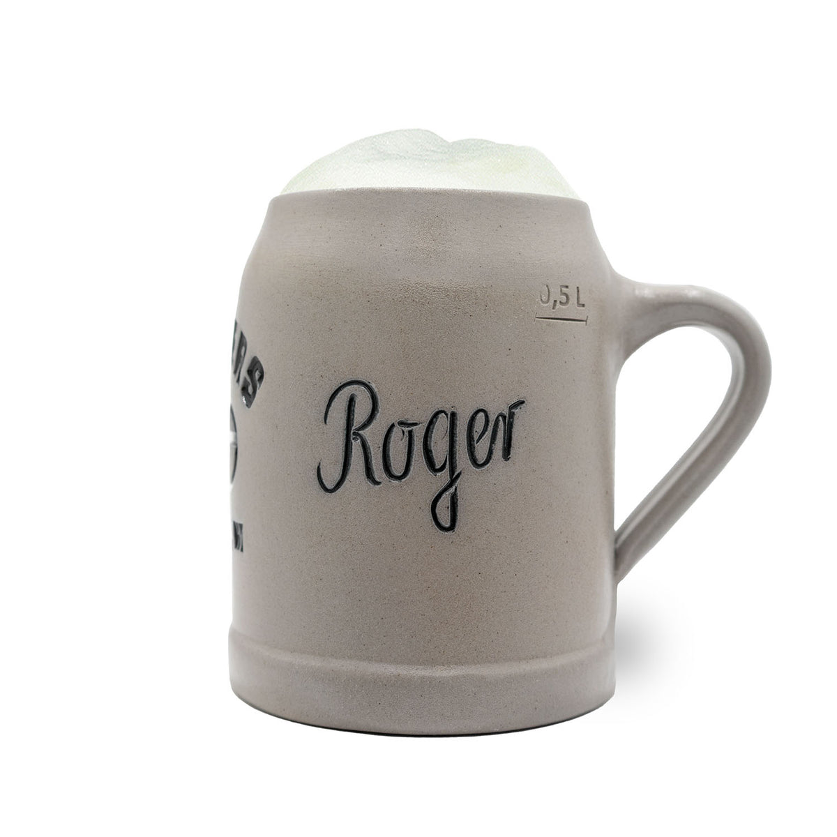 Grauer Steinkrug NFL PREMIUM Teamkrug Green Bay Packers mit 0,5 L Füllstandsanzeige und Schaumkrone.