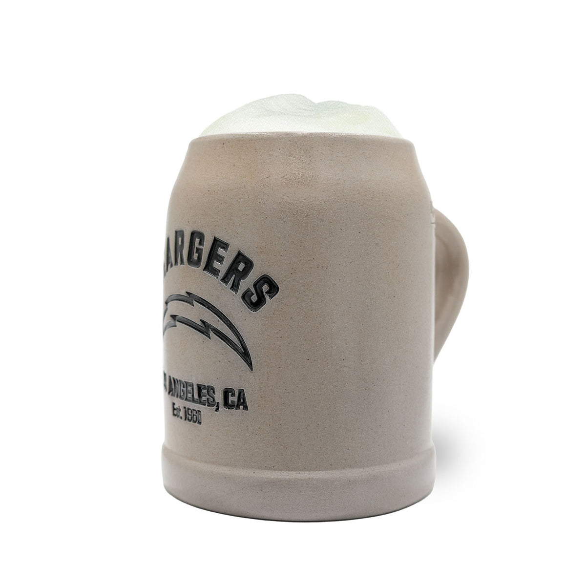 NFL PREMIUM Teamkrug Los Angeles Chargers, Steinzeug-Bierkrug mit bürgermützer Farbe und Teamlogo.