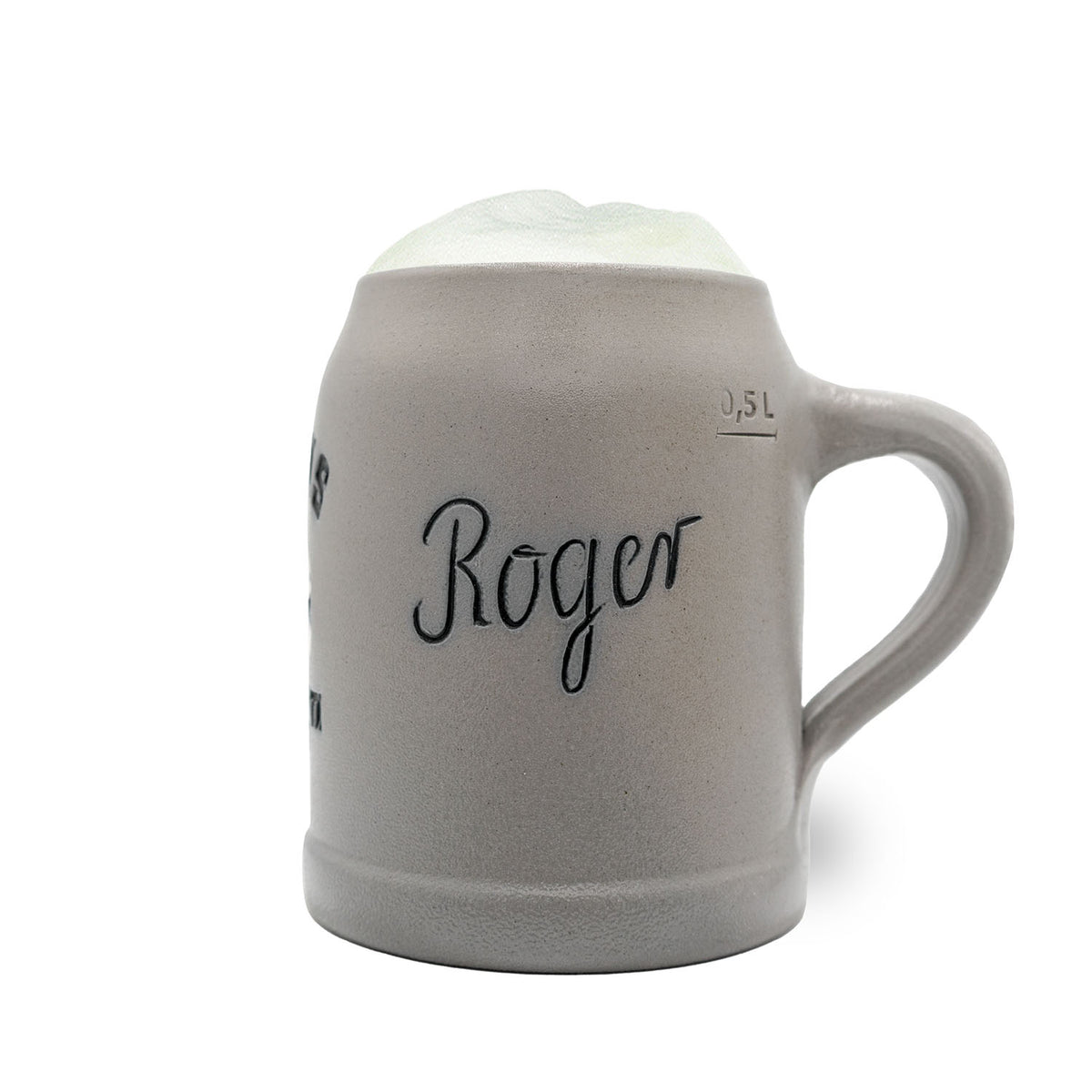 Grauer ®NFL PREMIUM Teamkrug Tennessee Titans aus Steinzeug mit Roger-Gravur und Bier schaumkrone, 0,5 Liter Markierung.