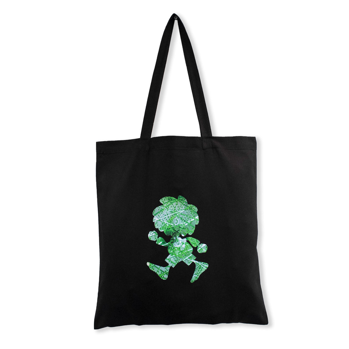 Schwarze ®Pumuckl Tasche Ampel-Edition mit grünem, gemustertem Pumuckl-Motiv auf der Vorderseite, ideal für Fans.