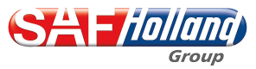 Logo der SAF Holland Group in Rot und Blau mit weißer Schrift und grauem "Group" Schriftzug.