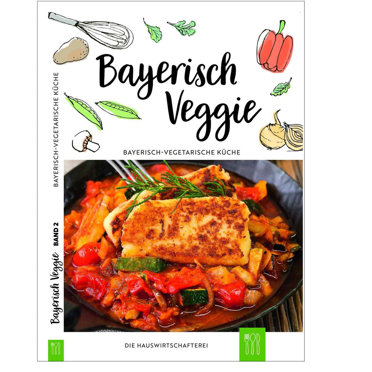 Bayerisch Veggie Kochbuch: Köstliches ohne Fleisch mit Halloumi und mediterranem Gemüse in der Pfanne angerichtet.
