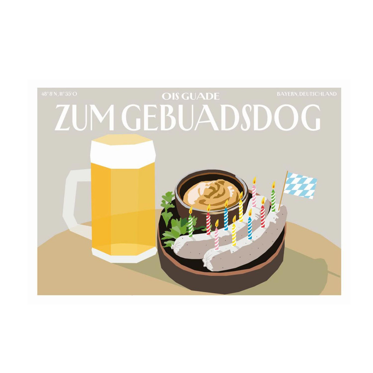 Glückwunschkarte "Geburtstag mit Weißwürscht"