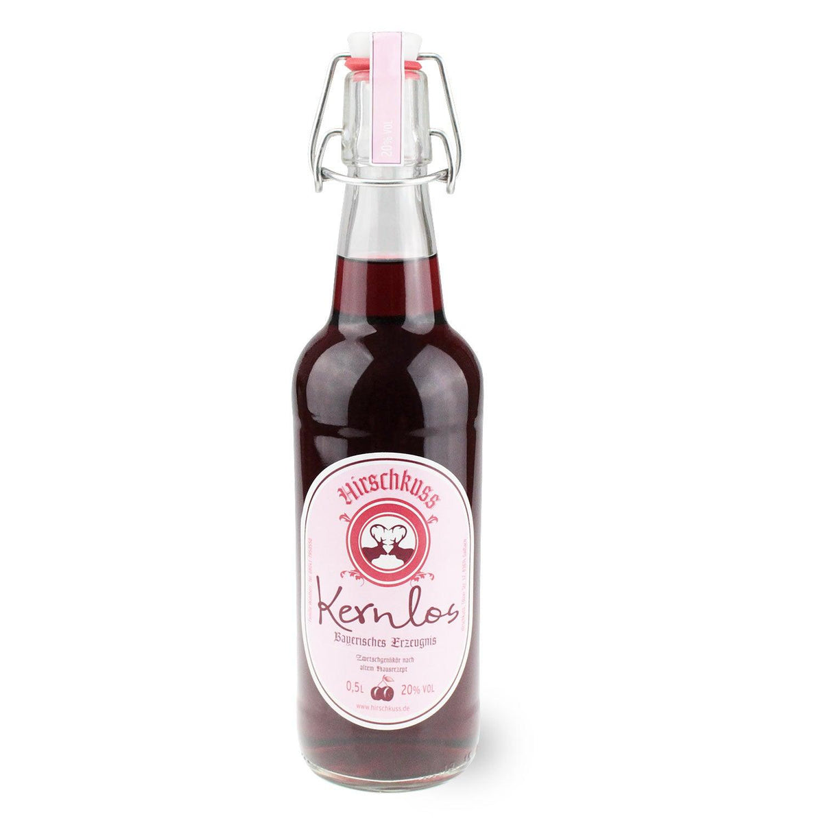 Fruchtiger Zwetschgenlikör aus Oberbayern mit klarer, dunkler Farbe und Bügelverschluss, 0,5-Liter-Flasche.