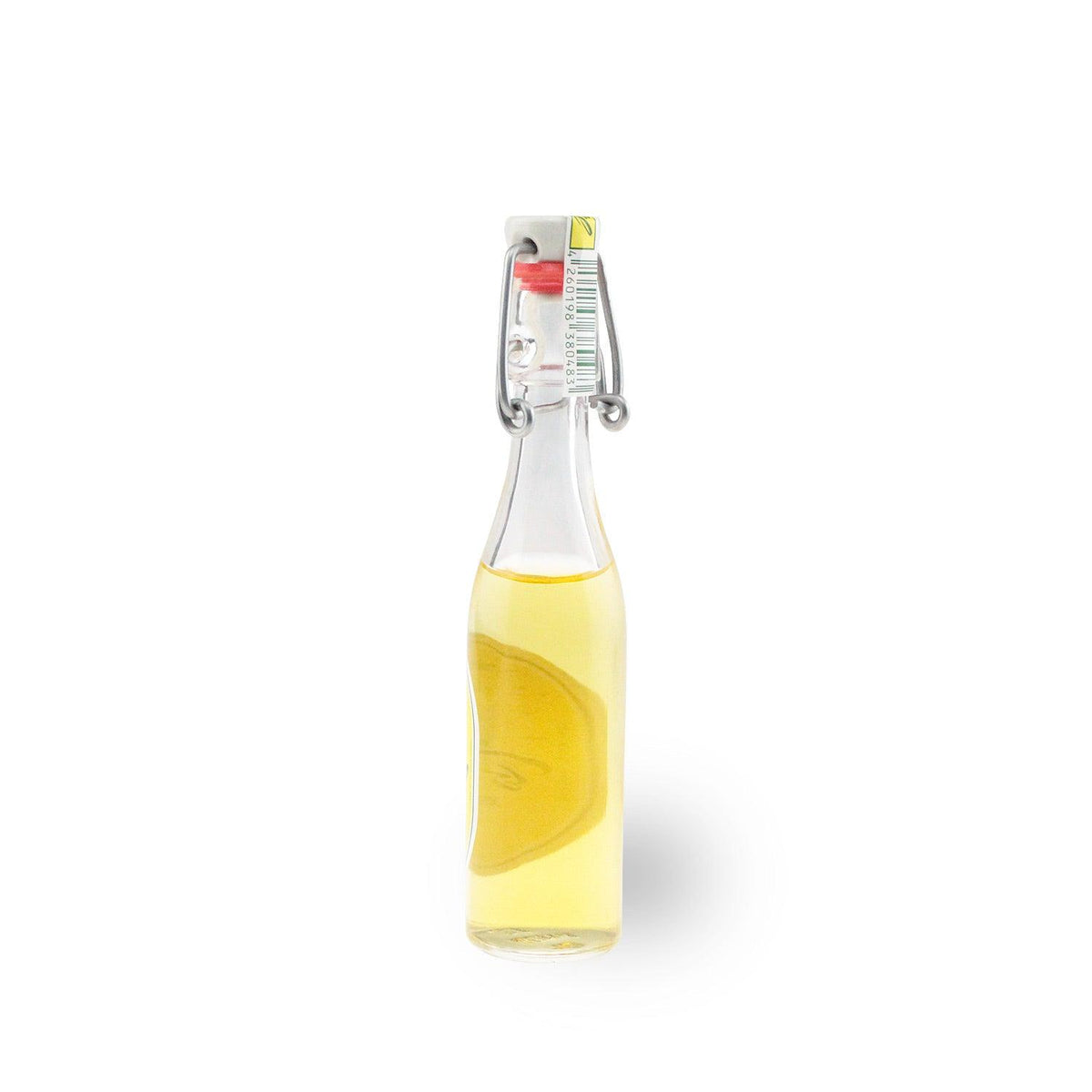 Hirschkuss Mini Birnenbrandlikör "Birnd'l" in kleiner Flasche mit Bügelverschluss, klare Spirituose.