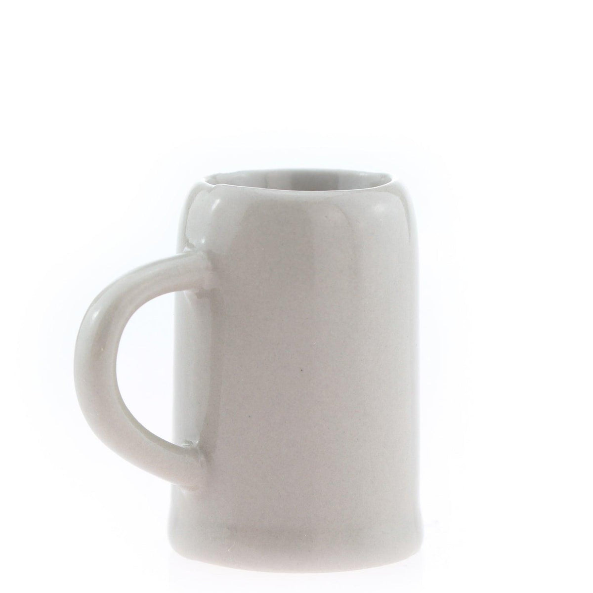 Heller, unglasierter Keramik-Bierkrug mit robustem Henkel im rustikalen Design, ideal für Sammler.