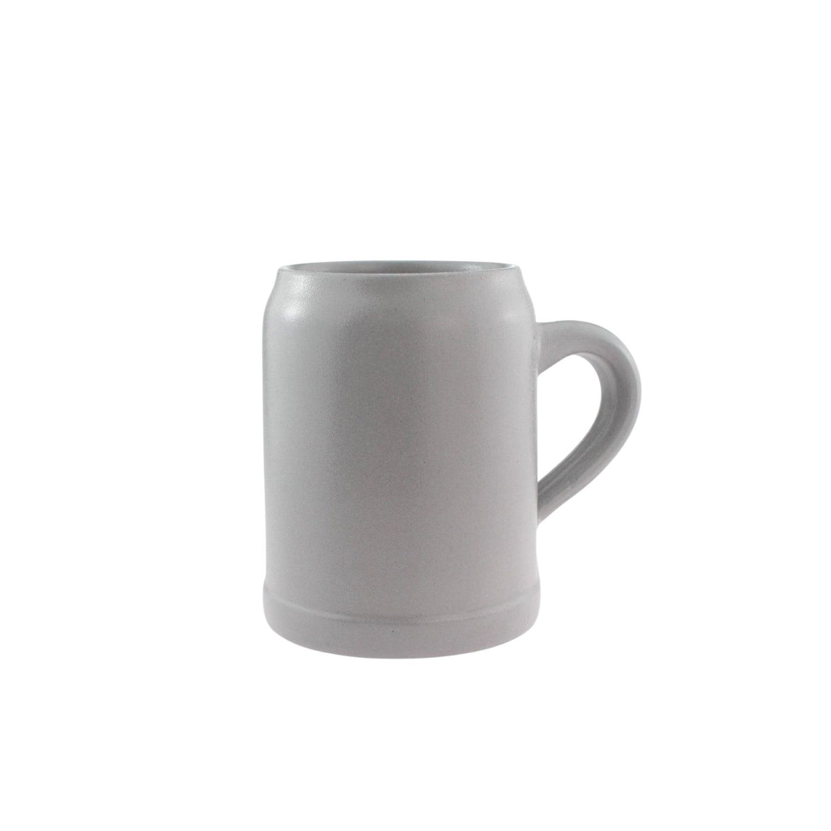 Grauer Steinkrug mit Henkel, ideal für Gravuren, traditioneller Bierkrug, schlichtes Design, PREMIUM Qualität.