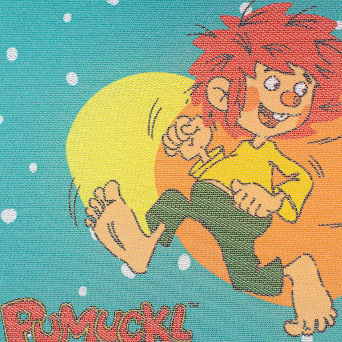 ®Pumuckl Auto Sonnenschutz mit fröhlichem Pumuckl, der bei strahlendem Sonnenschein lachend rennt